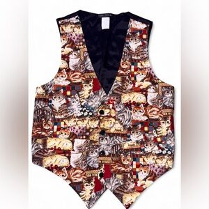 90s vintage tapestry cat vest